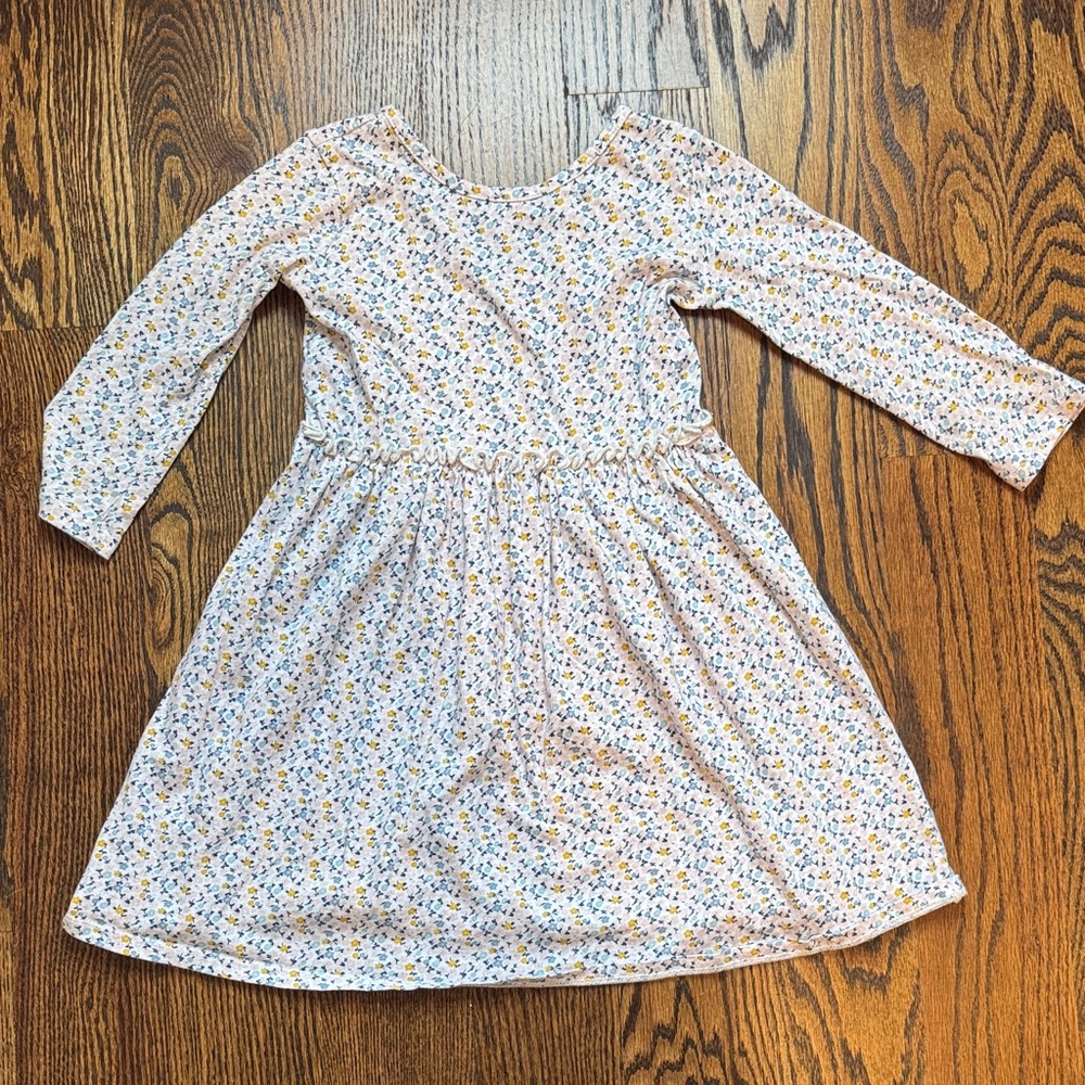Harper Canyon White Floral Long-Sleeve Dress with Yellow & Blue Accents